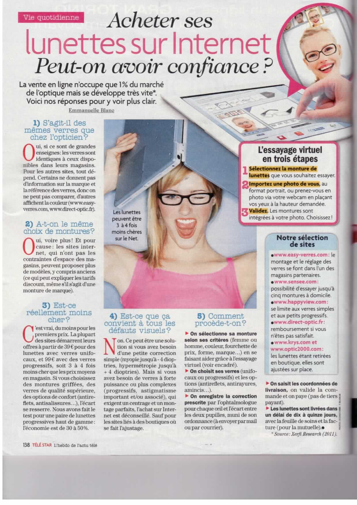 scan de l'article sur les lunettes sur internet